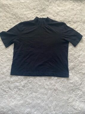 Zara Black Short Sleeve Mock Neck Top